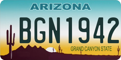 AZ license plate BGN1942