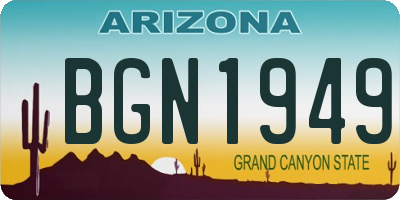 AZ license plate BGN1949