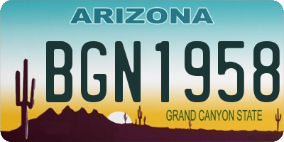 AZ license plate BGN1958