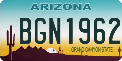 AZ license plate BGN1962