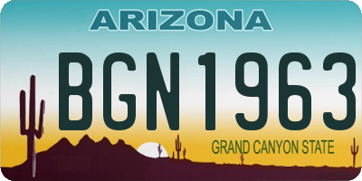 AZ license plate BGN1963