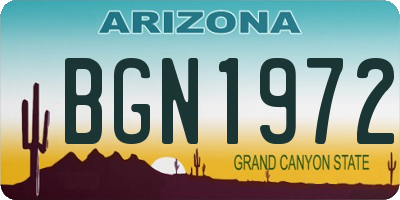 AZ license plate BGN1972