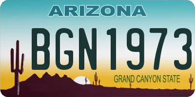 AZ license plate BGN1973