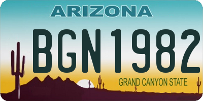 AZ license plate BGN1982