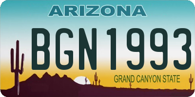 AZ license plate BGN1993