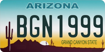 AZ license plate BGN1999