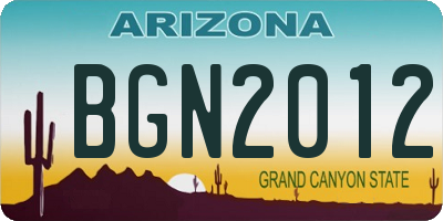 AZ license plate BGN2012