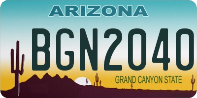 AZ license plate BGN2040