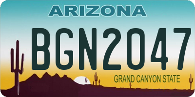 AZ license plate BGN2047