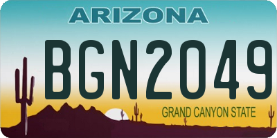 AZ license plate BGN2049