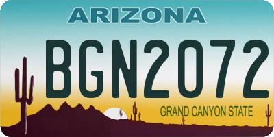 AZ license plate BGN2072