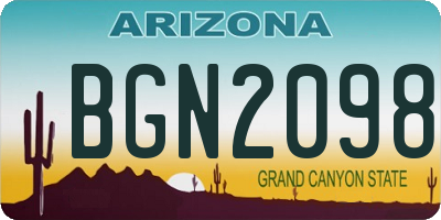 AZ license plate BGN2098