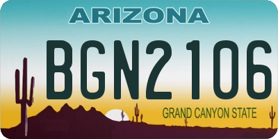AZ license plate BGN2106