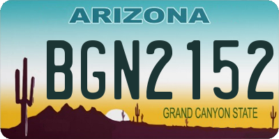 AZ license plate BGN2152