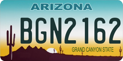 AZ license plate BGN2162