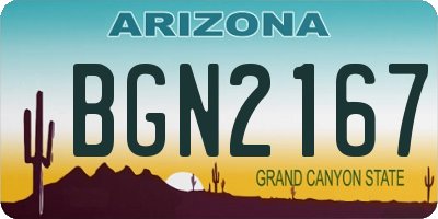 AZ license plate BGN2167