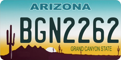 AZ license plate BGN2262