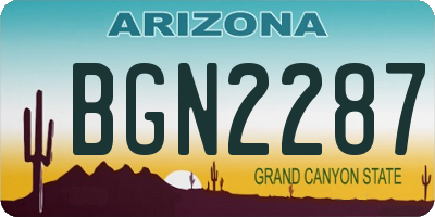 AZ license plate BGN2287