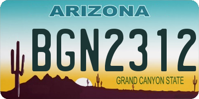 AZ license plate BGN2312