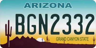 AZ license plate BGN2332