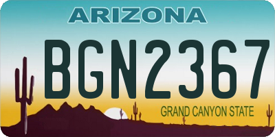 AZ license plate BGN2367
