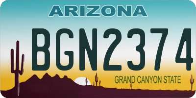 AZ license plate BGN2374