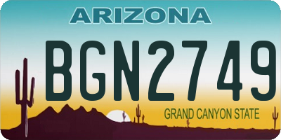 AZ license plate BGN2749