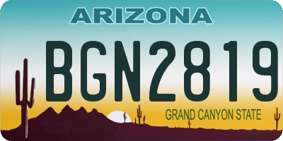 AZ license plate BGN2819