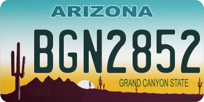 AZ license plate BGN2852