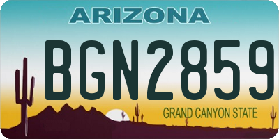 AZ license plate BGN2859