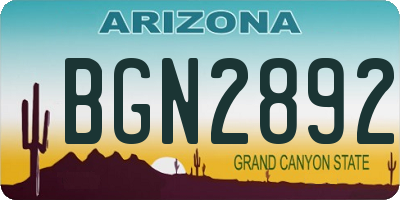 AZ license plate BGN2892