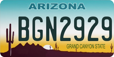 AZ license plate BGN2929