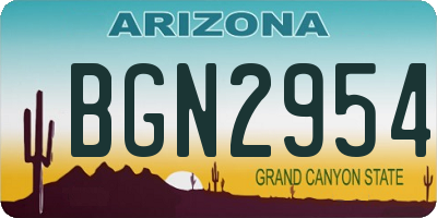 AZ license plate BGN2954