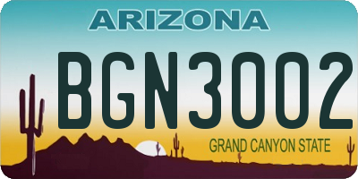 AZ license plate BGN3002