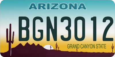 AZ license plate BGN3012
