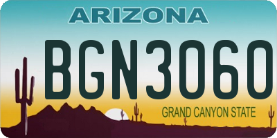 AZ license plate BGN3060