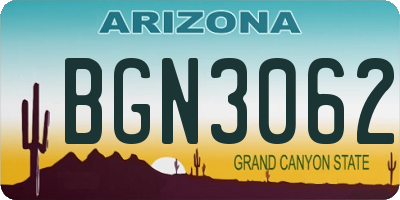 AZ license plate BGN3062