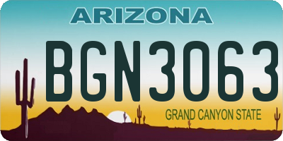 AZ license plate BGN3063