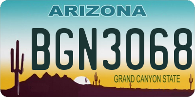 AZ license plate BGN3068