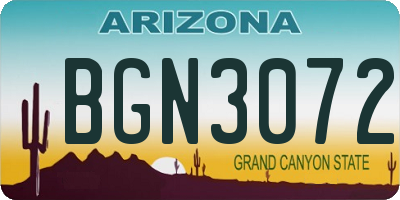 AZ license plate BGN3072