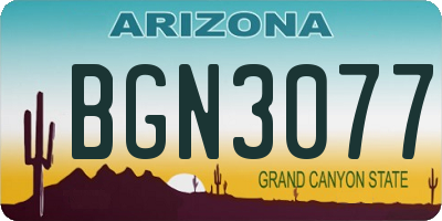 AZ license plate BGN3077