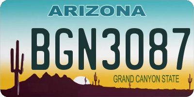 AZ license plate BGN3087
