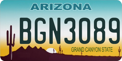 AZ license plate BGN3089