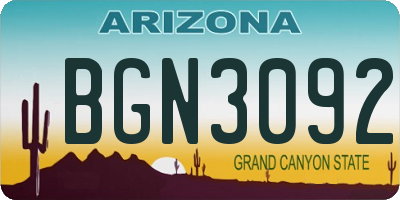 AZ license plate BGN3092