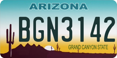 AZ license plate BGN3142