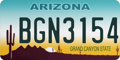 AZ license plate BGN3154