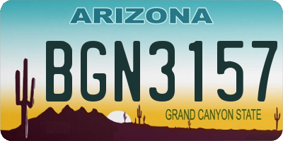 AZ license plate BGN3157