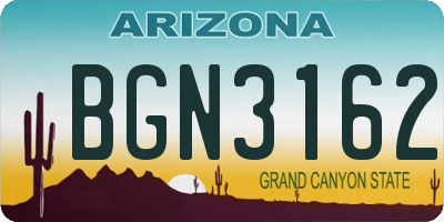 AZ license plate BGN3162