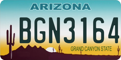 AZ license plate BGN3164