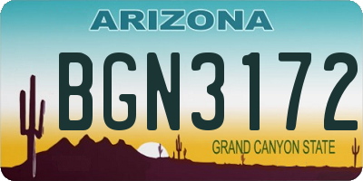 AZ license plate BGN3172